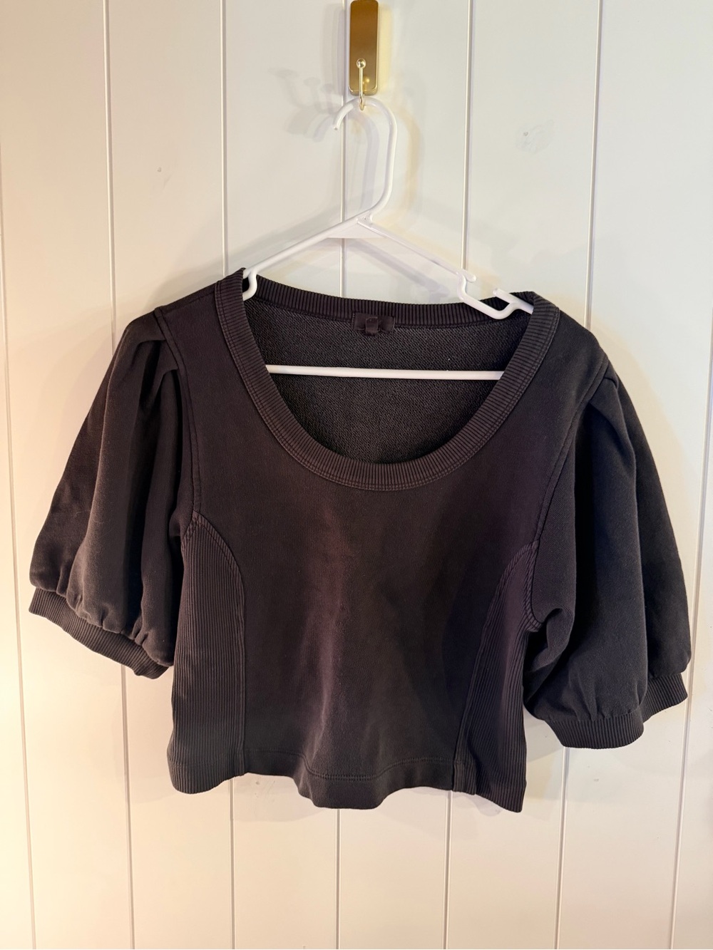 Aerie Black Puff Sleeve French Sweatshirt Top